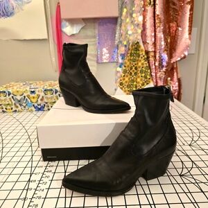 Dolce Vita Shanta Black Leather Western Bootie - 6.5
